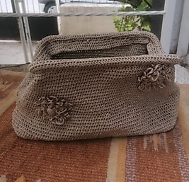 Meriko çiçek moitiflii krem astarsız el çantası