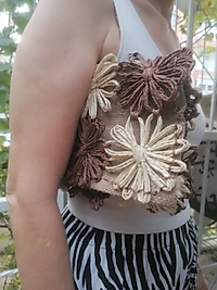 Meriko çiçek  motifli kahverengi el çantası