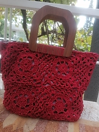 Meriko kırmızı el örgüsü astarlı çanta